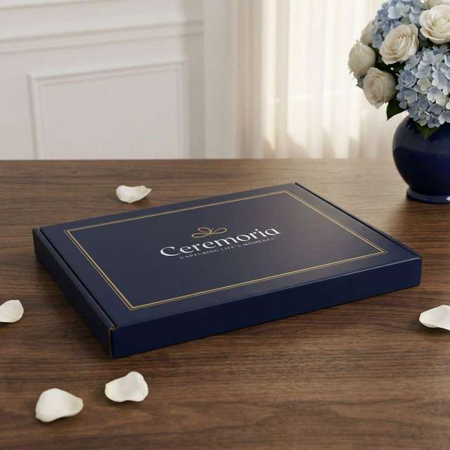 Ceremoria presentation box Navy Ceremoria presentation box with gold logo